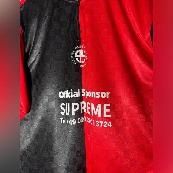 Supreme Soccer Jersey Oversized Checkered Red Black Sport Shirt Football - Picture 4 of 9